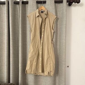 GAP Beige Sleeveless Shirt Dress